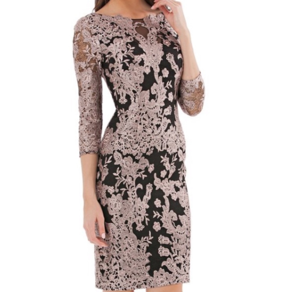 Embroidered Lace Cocktail Dress